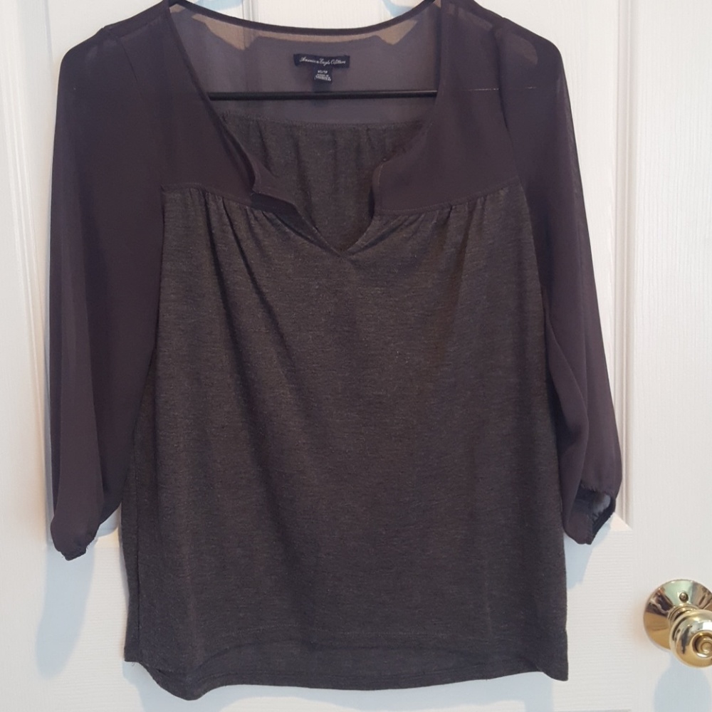 3/4 Sleeve Grey Blouse